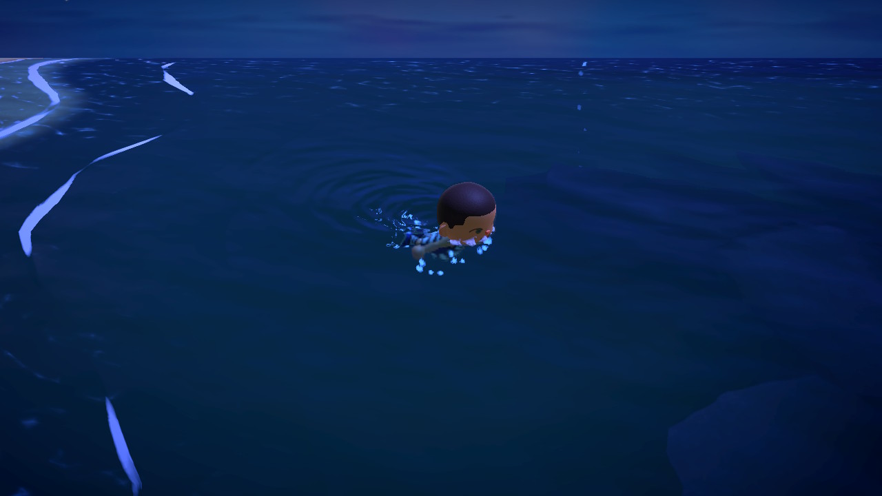 animal crossing new horizons swimming